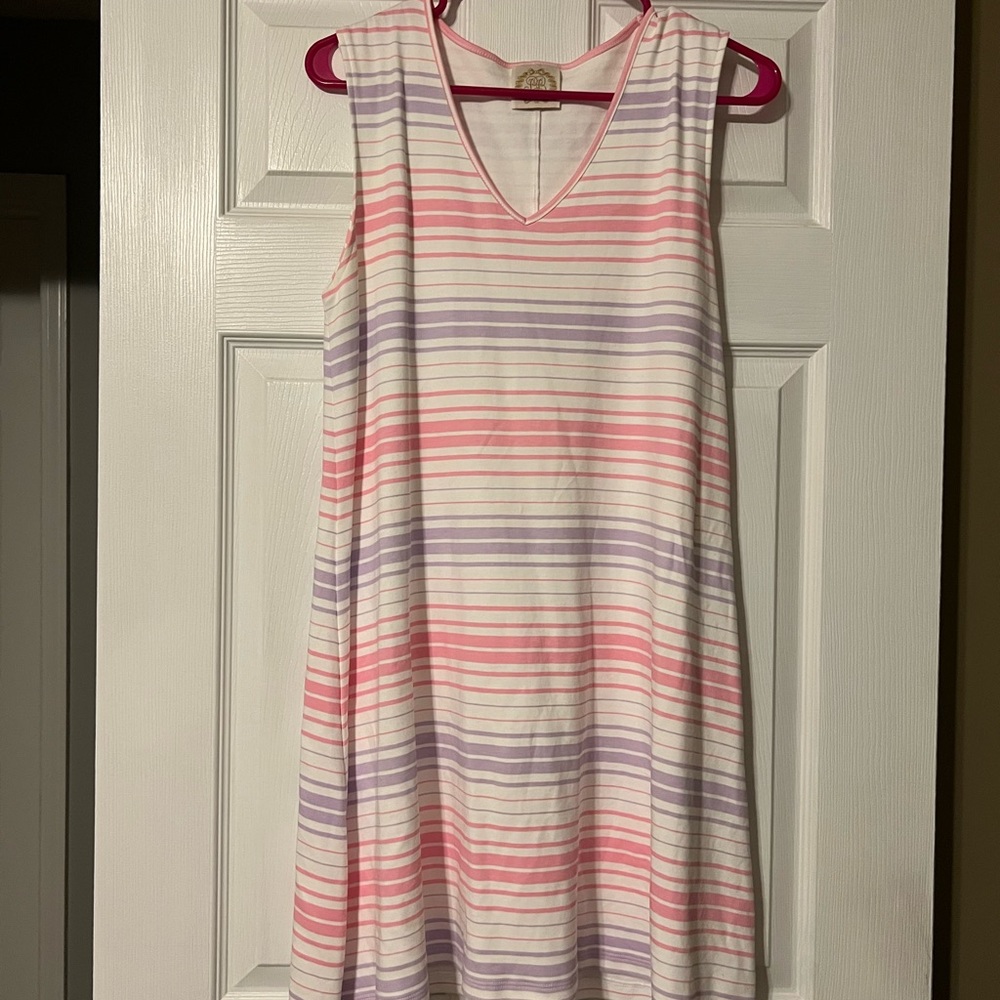 TBBC Sleeveless Polly Play Dress in Sea Grape Stripe